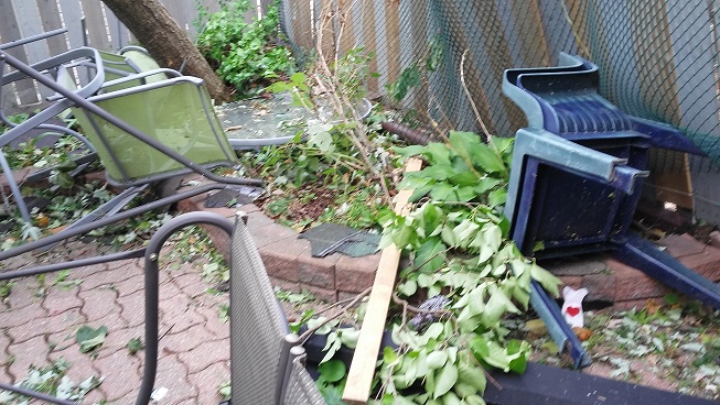 Debris strewn by tornado